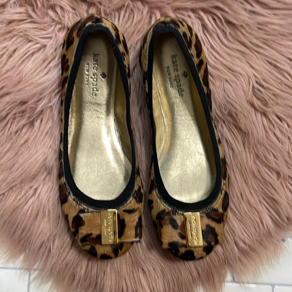 Kate Spade Leopard Print Ballet Flats - Gold Plaque - Picture 4 of 12